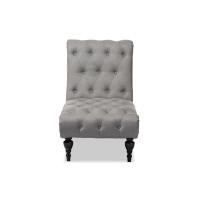 Baxton Studio BBT5211-Grey Chaise Layla Mid-Century Retro Modern Upholstered Button-tufted Chaise Lounge